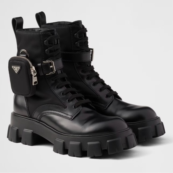 Combat Boots Shoes - Monolith Combat and Re-nylon Lace-Up Detachable Mini Pouch